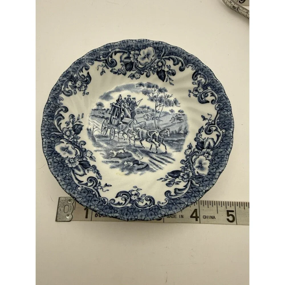 Johnson Bros Coaching Scenes Blue Bread & Butter Dessert Plate England